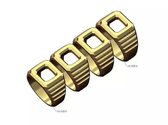 Open top undulated square signet US sizes 6to9