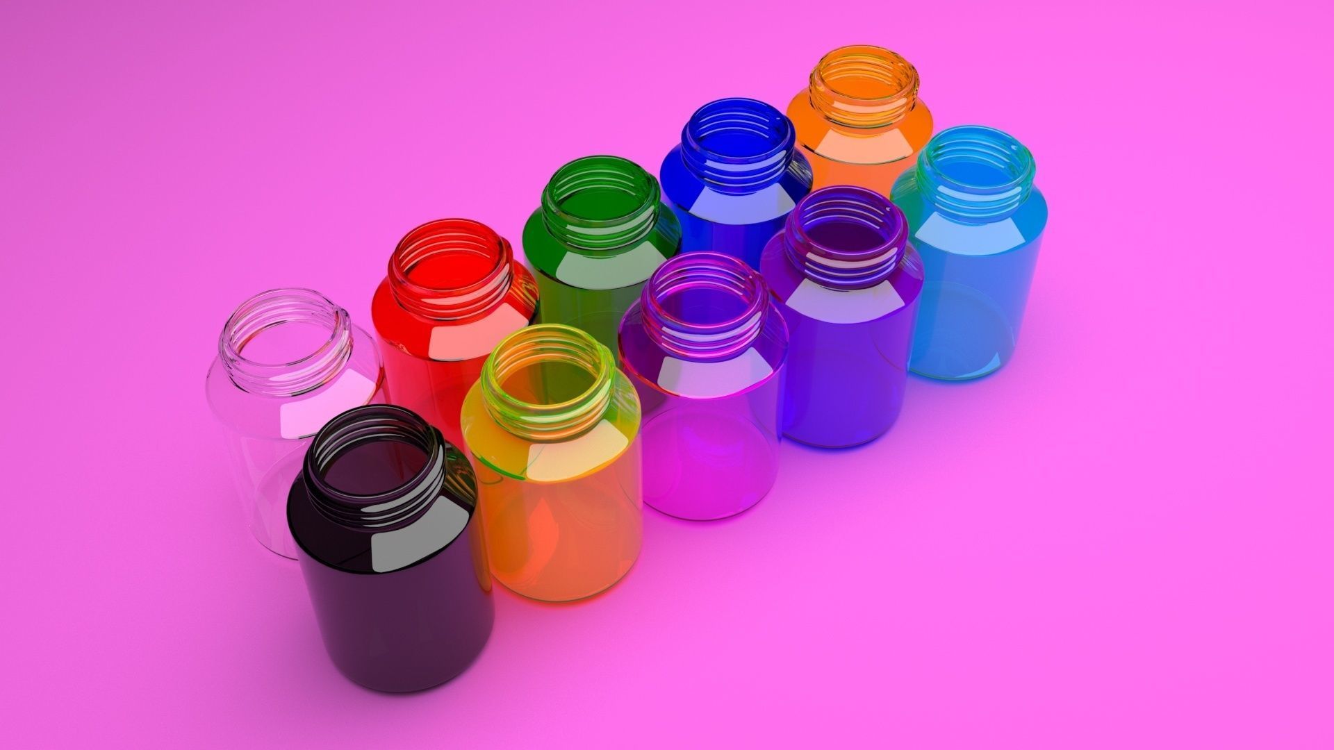 Glass Pills Bottles Set 3D model_29