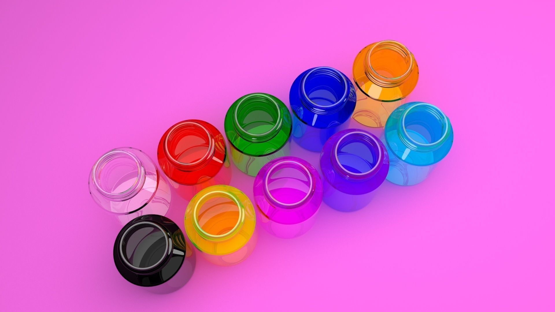 Glass Pills Bottles Set 3D model_32