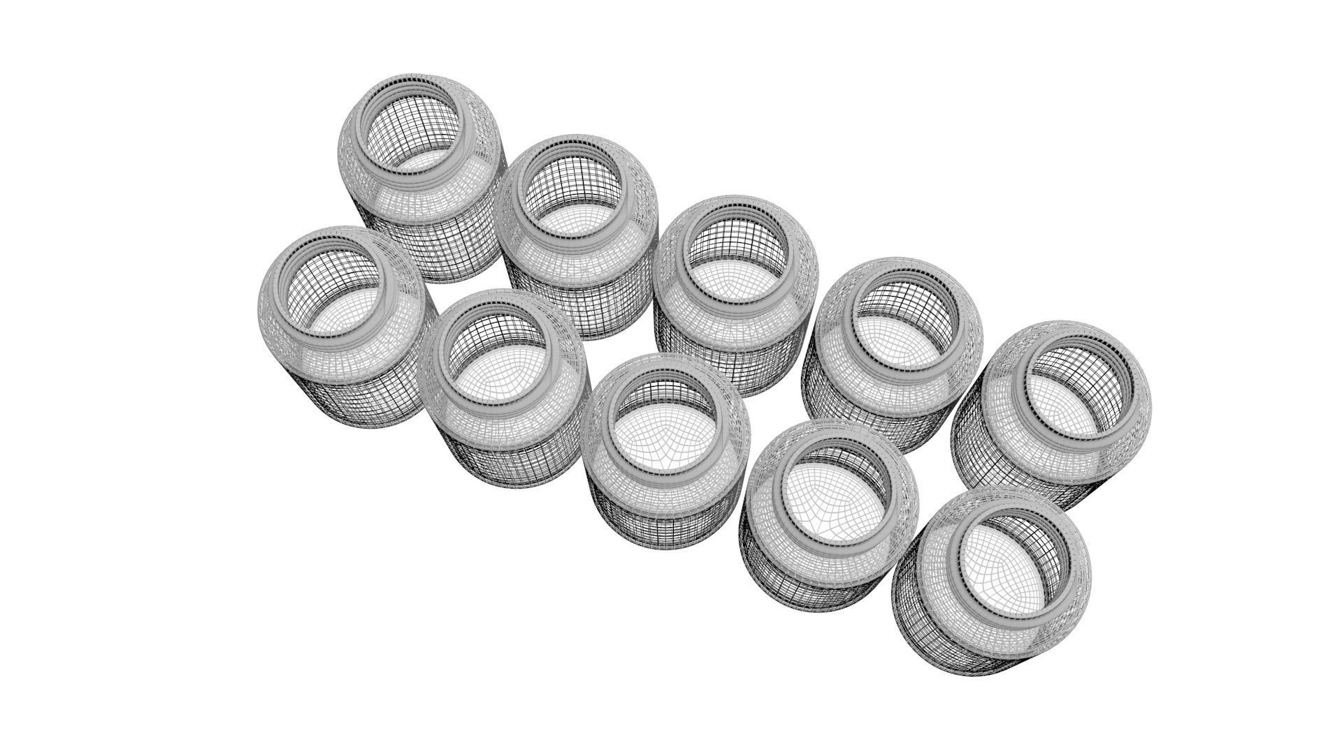 Glass Pills Bottles Set 3D model_20