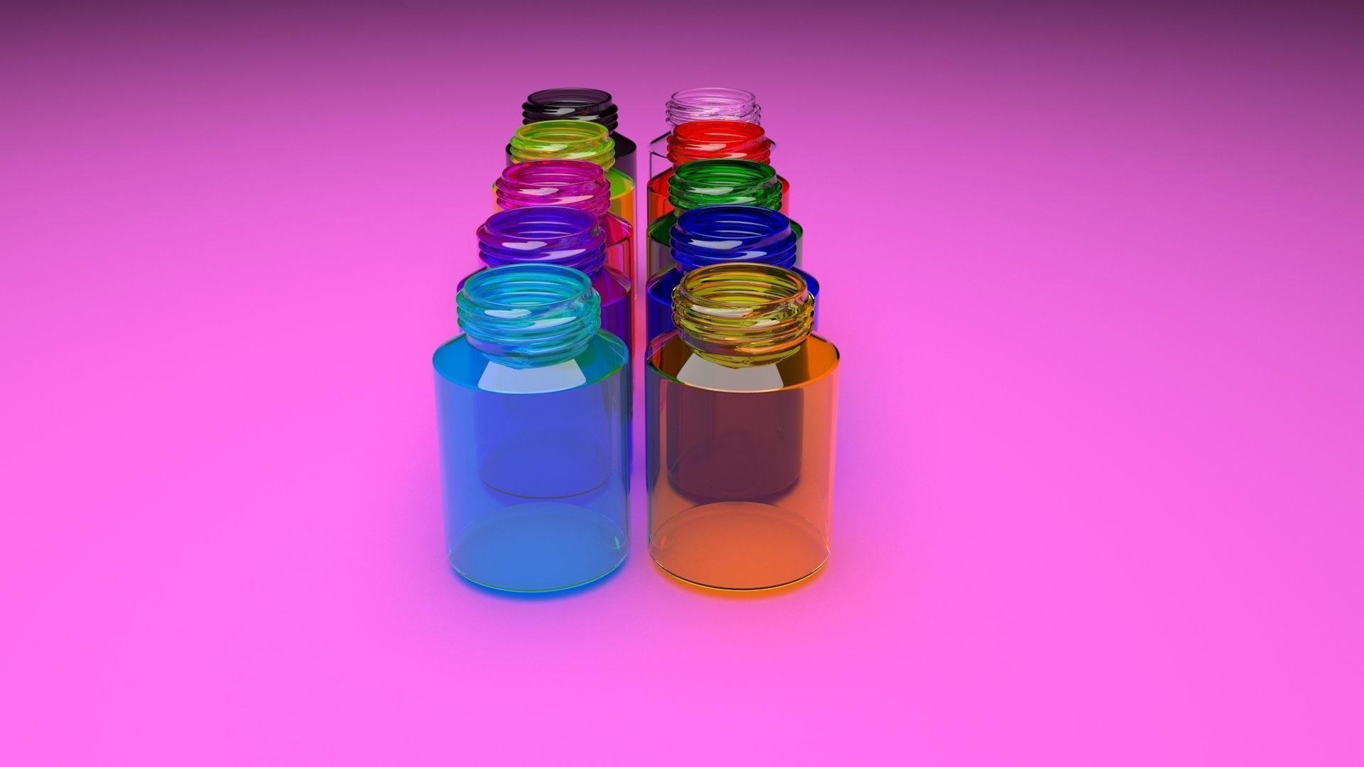 Glass Pills Bottles Set 3D model_31