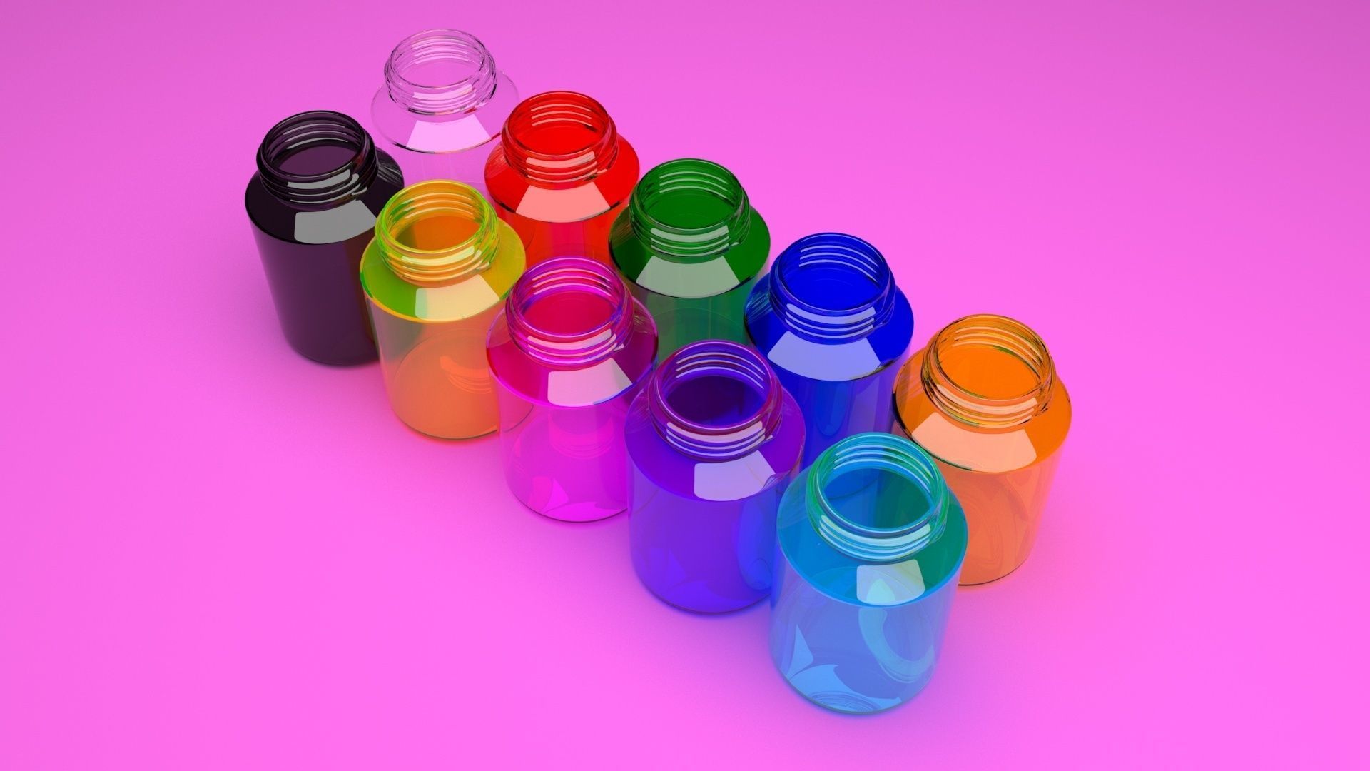 Glass Pills Bottles Set 3D model_30