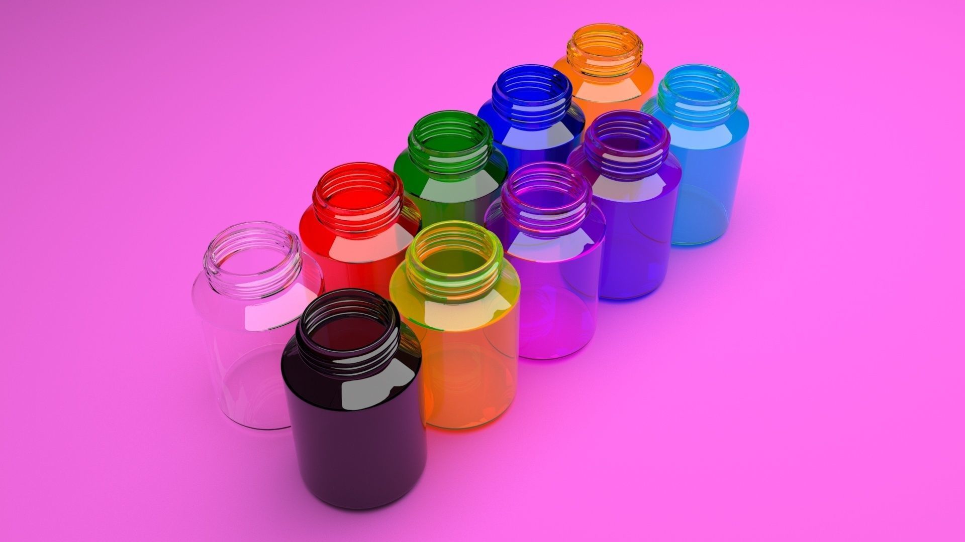 Glass Pills Bottles Set 3D model_35