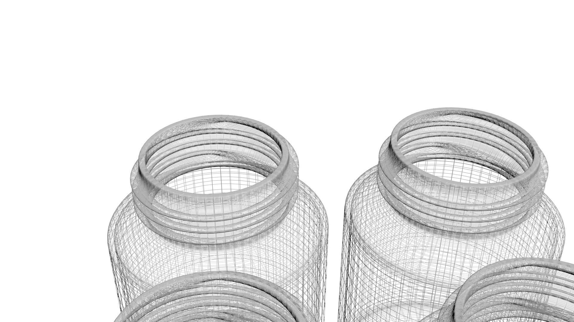 Glass Pills Bottles Set 3D model_23