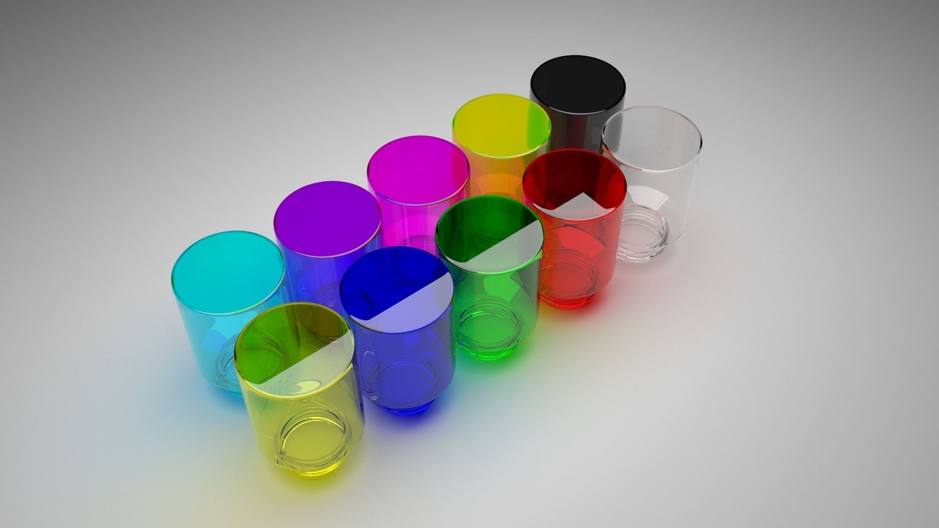 Glass Pills Bottles Set 3D model_6