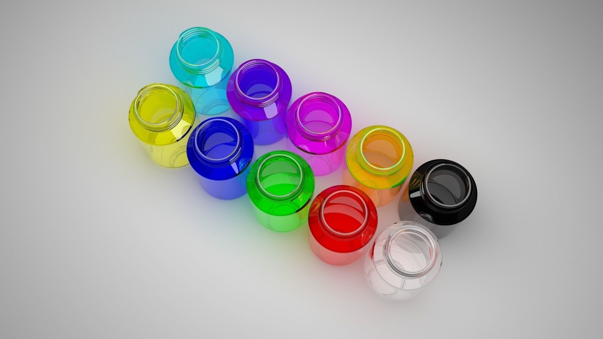 Glass Pills Bottles Set 3D model_3
