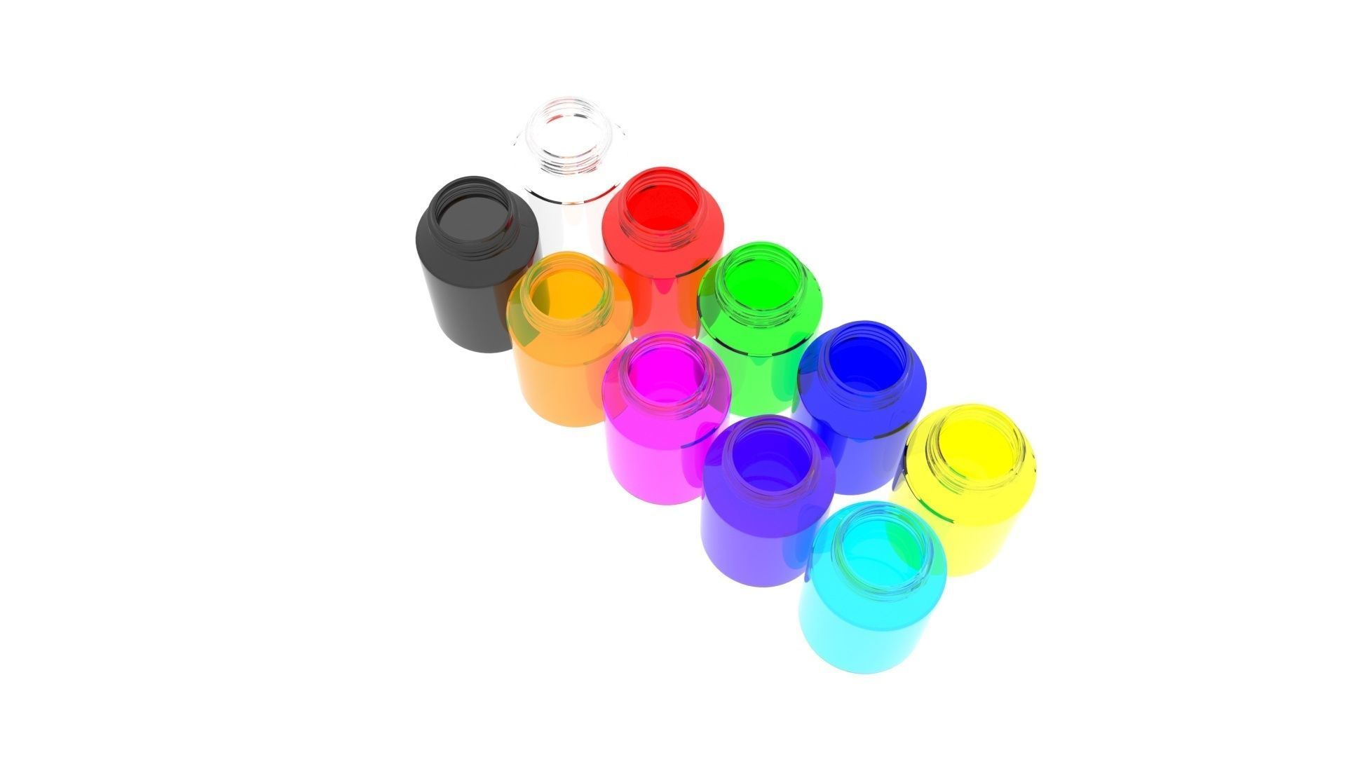 Glass Pills Bottles Set 3D model_10