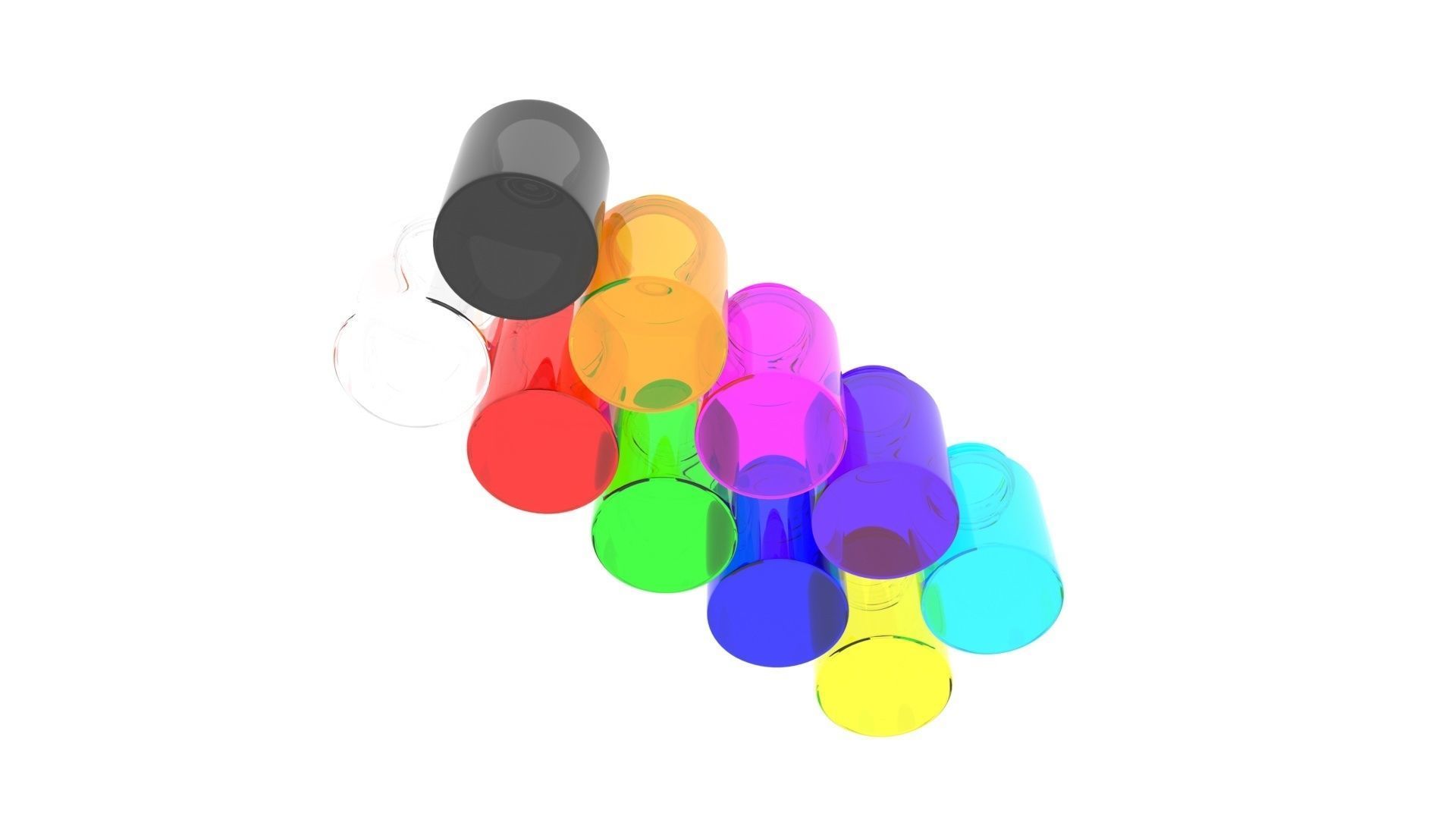 Glass Pills Bottles Set 3D model_13