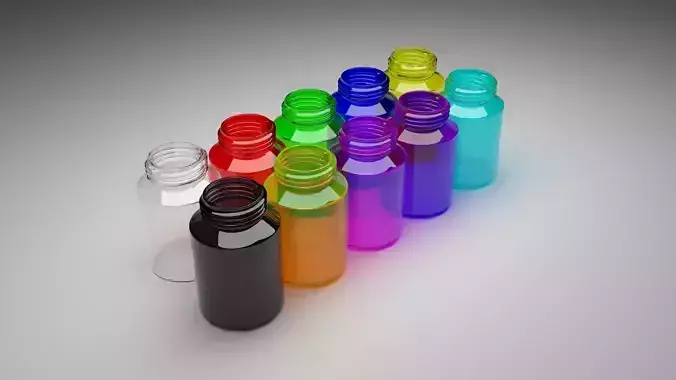 Glass Pills Bottles Set 3D model
