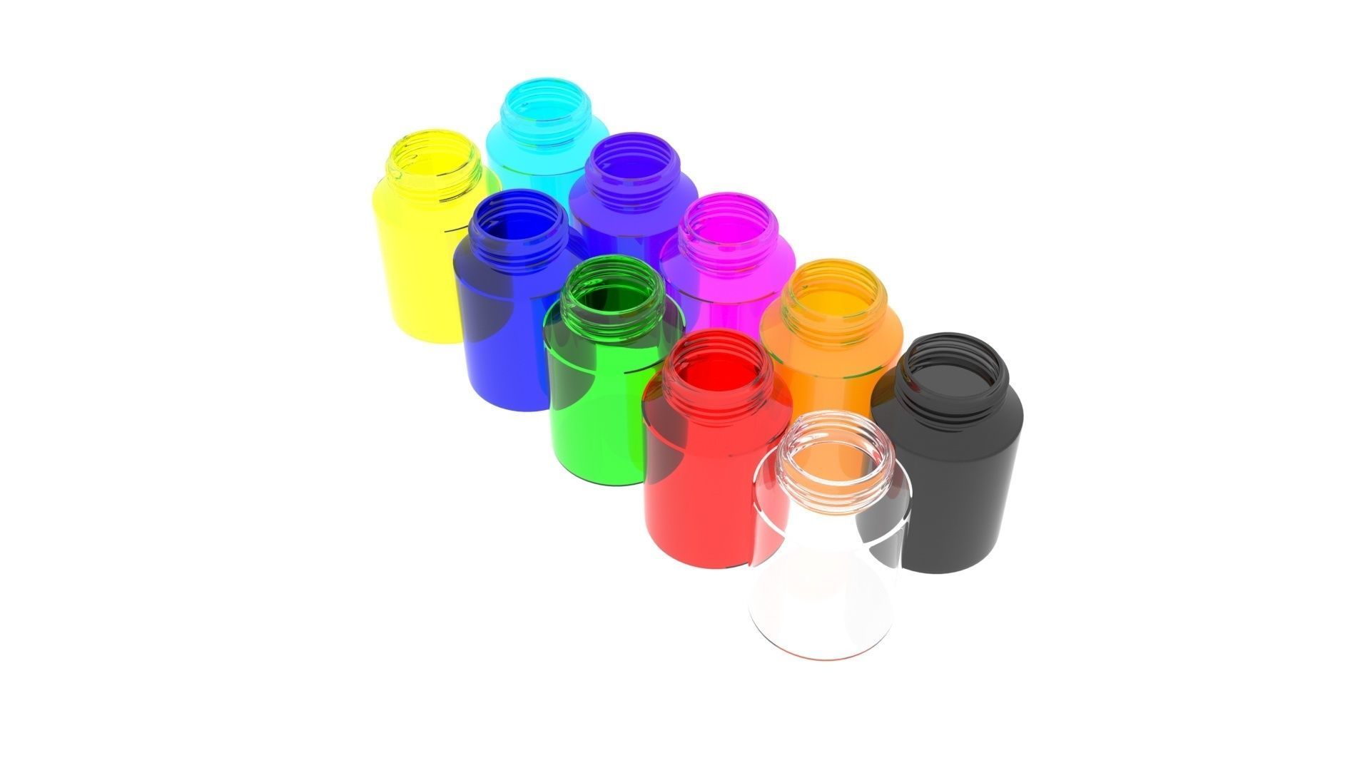 Glass Pills Bottles Set 3D model_16