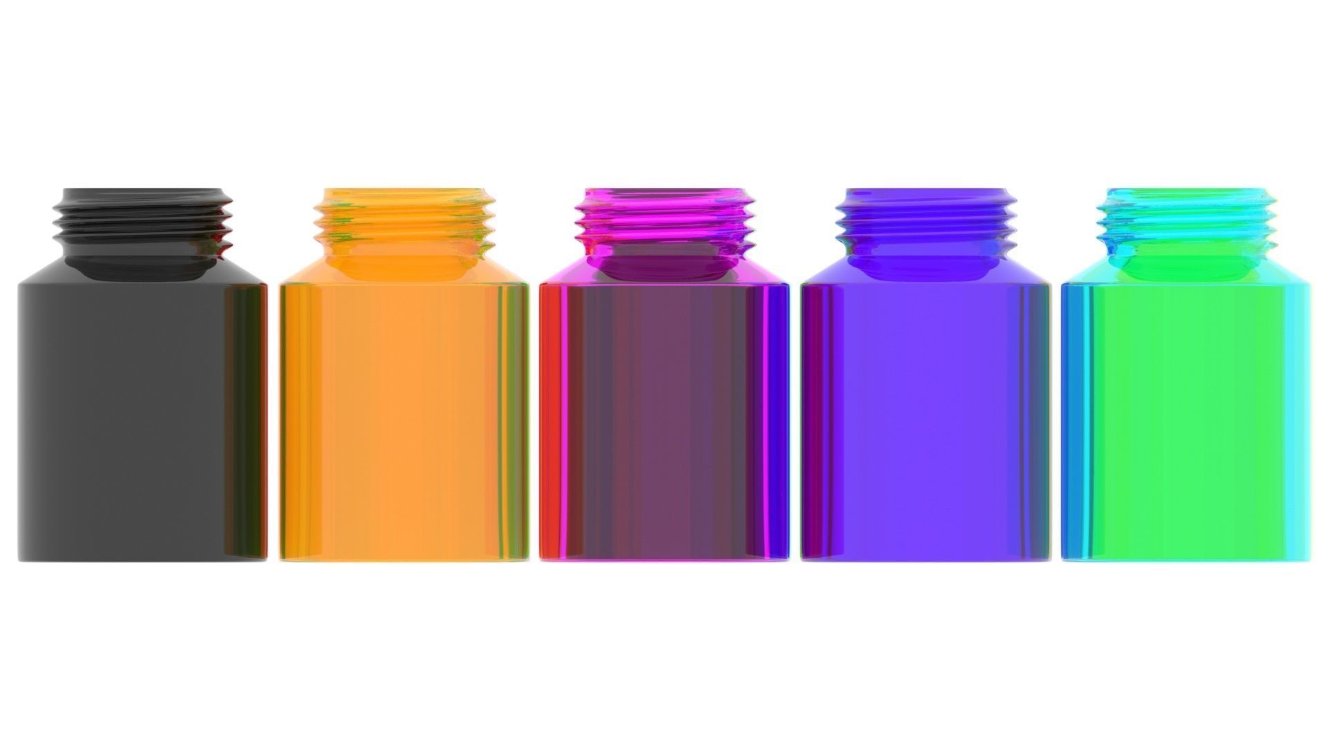 Glass Pills Bottles Set 3D model_17