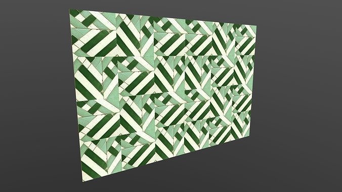 Green Tiles AR VR PBR Low-poly 3D model