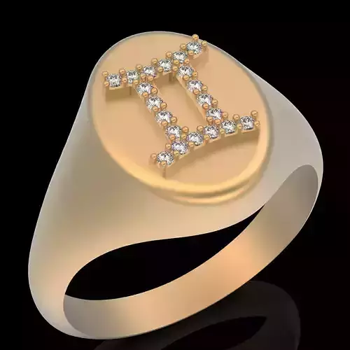 Gemini Twins zodiac ring  gold printable jewelry 3D model