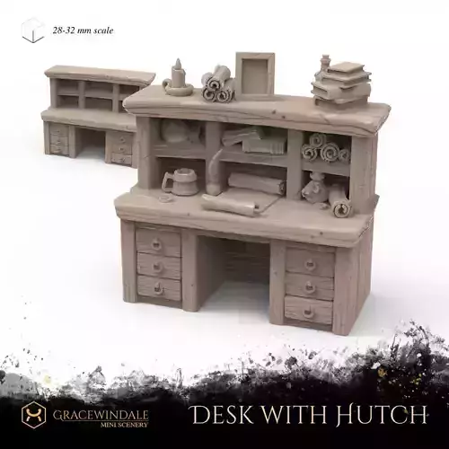 Desk With a Hutch 3D print model