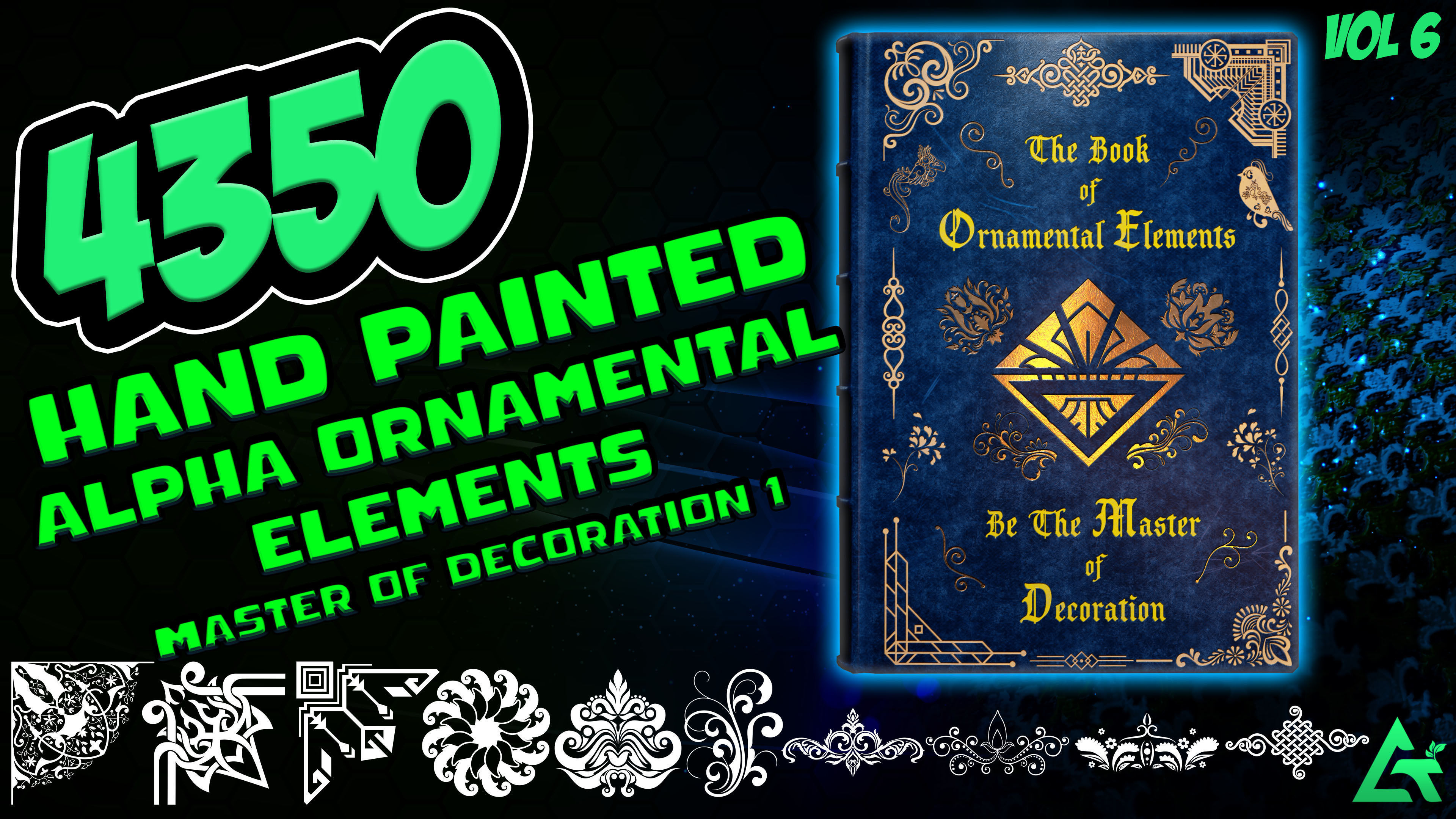 50 Free Hand Painted Alpha Ornamental Elements - Part of Vol 6 Texture_1