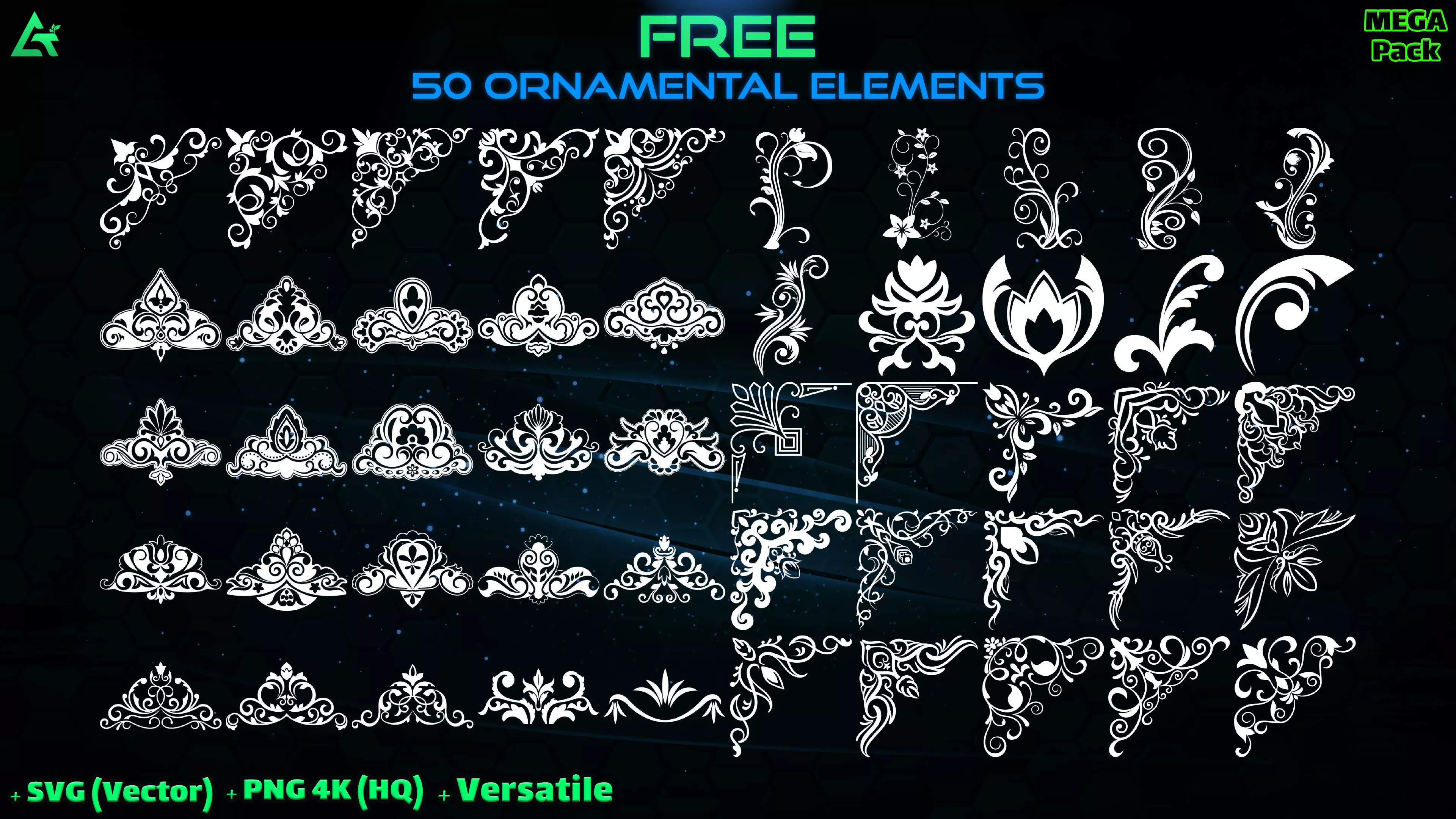 50 Free Hand Painted Alpha Ornamental Elements - Part of Vol 6 Texture_0