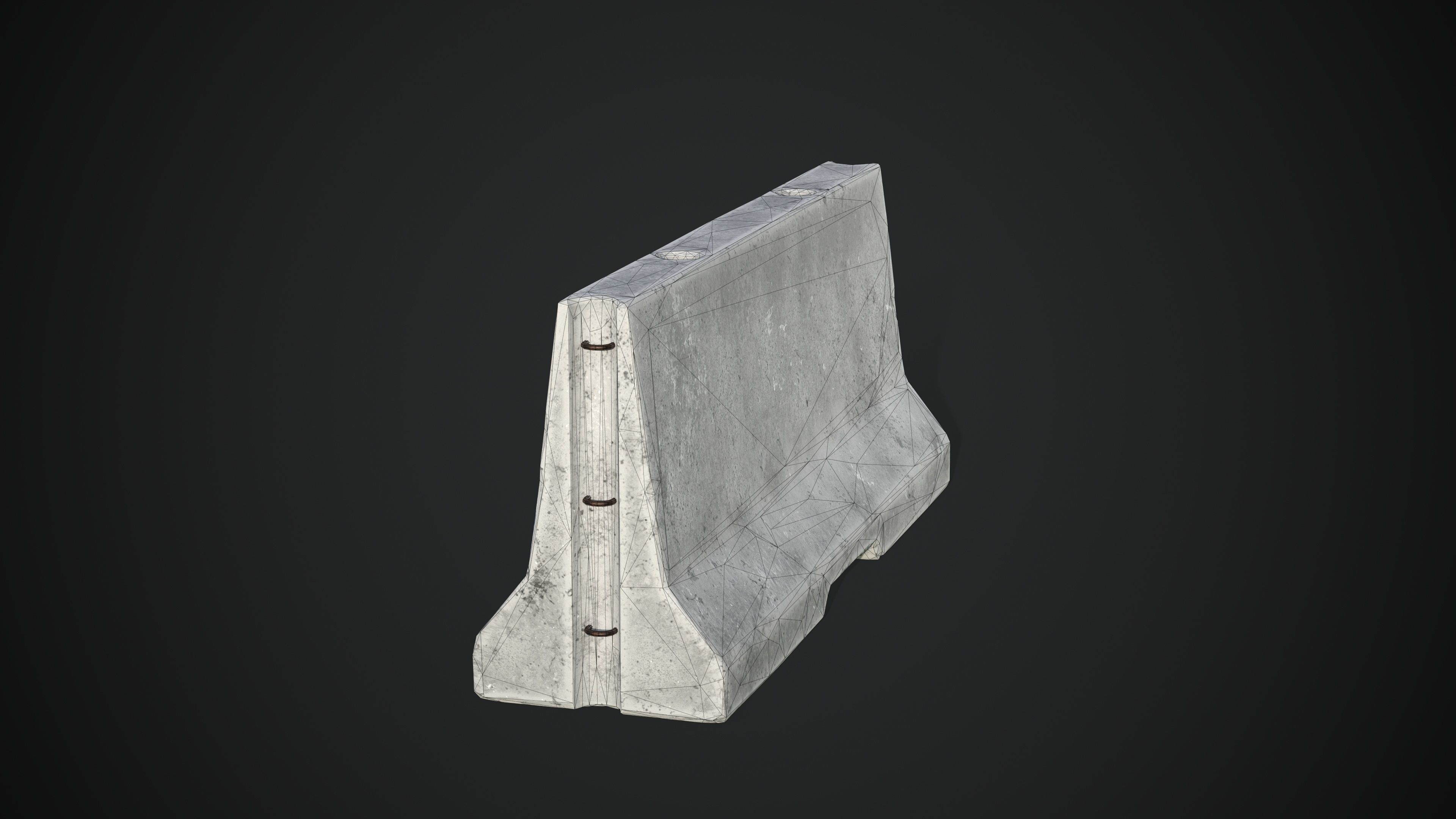 Concrete Barrier Low-poly 3D Model Low-poly 3D model_9
