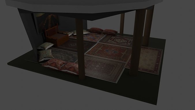 The Tent room with rug Low-poly 3D model