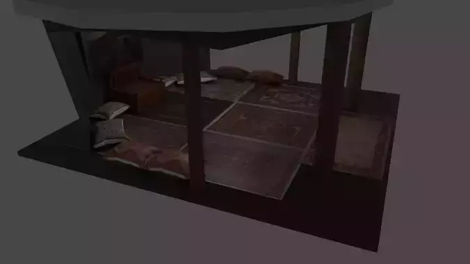 The Tent room with rug Low-poly 3D model