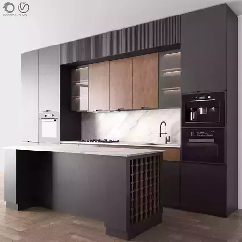 Kitchen Modern 46 Black and Wood