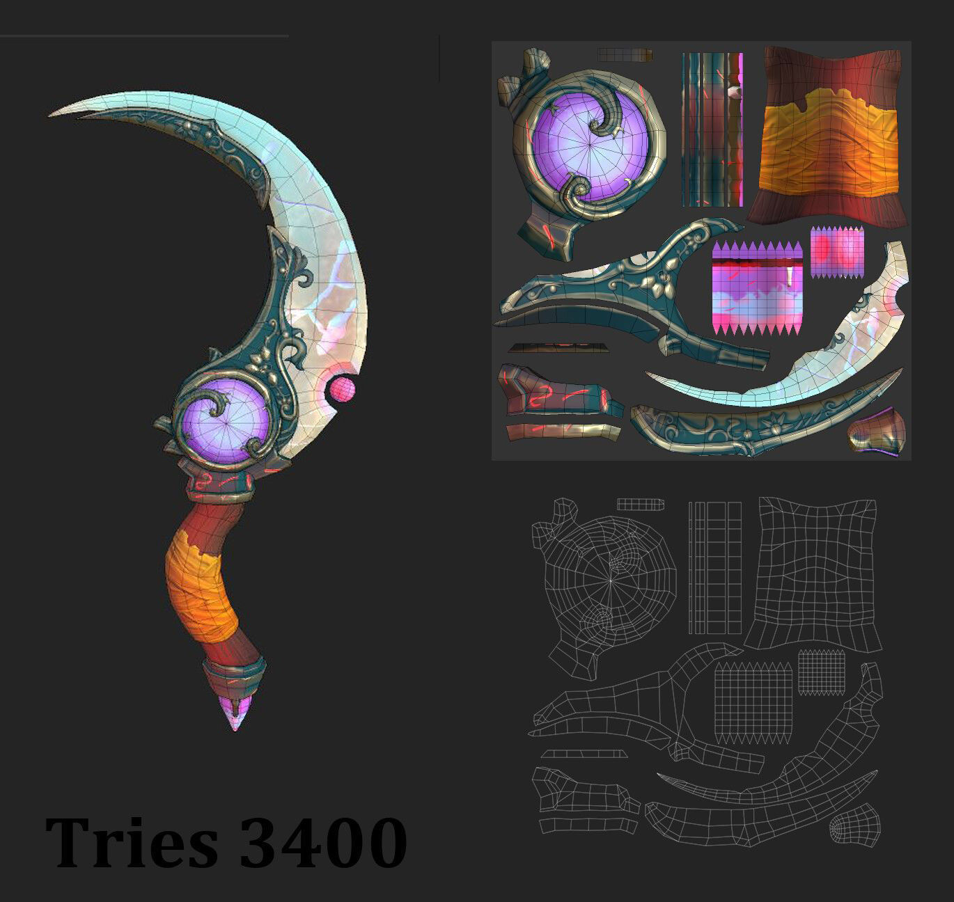 stylized sword Low-poly 3D model_2