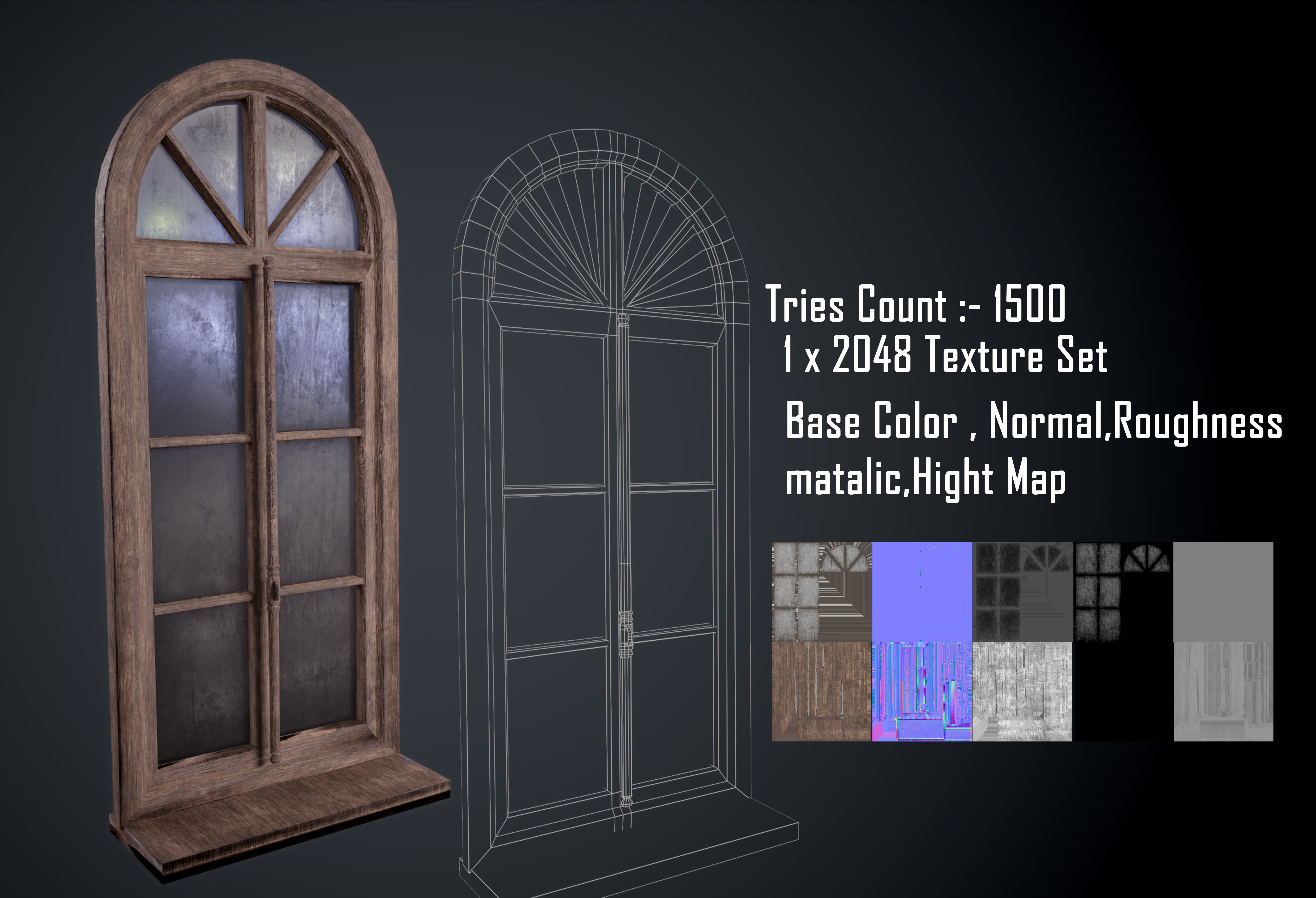 Window lowpoly Game  model  Low-poly 3D model_12