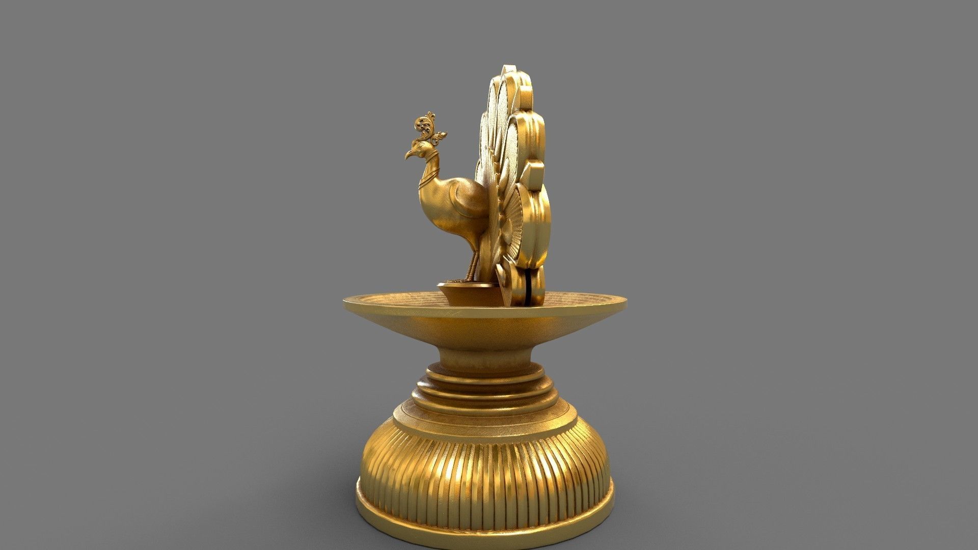oil lamp peacock 3D model_6