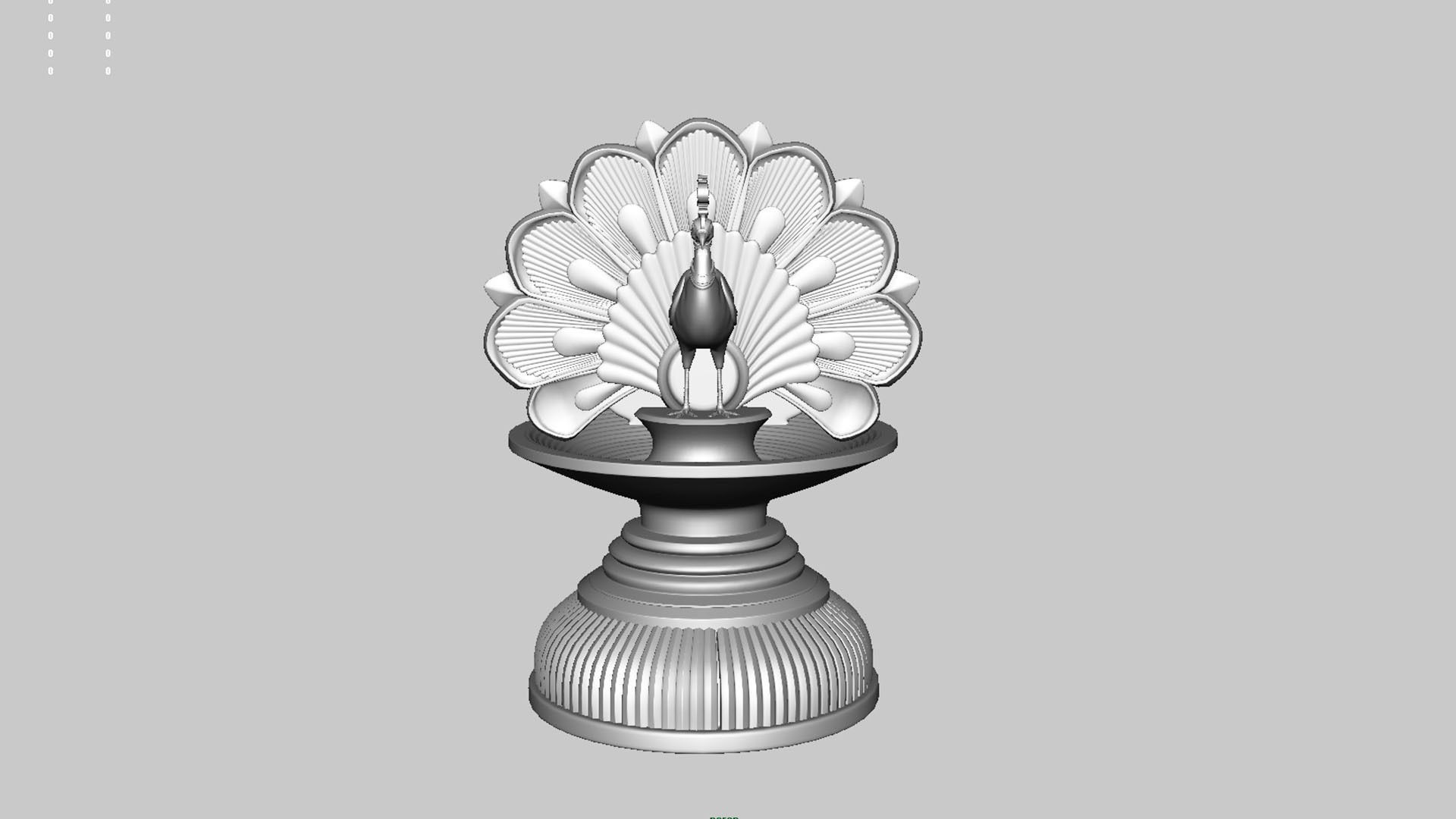 oil lamp peacock 3D model_3