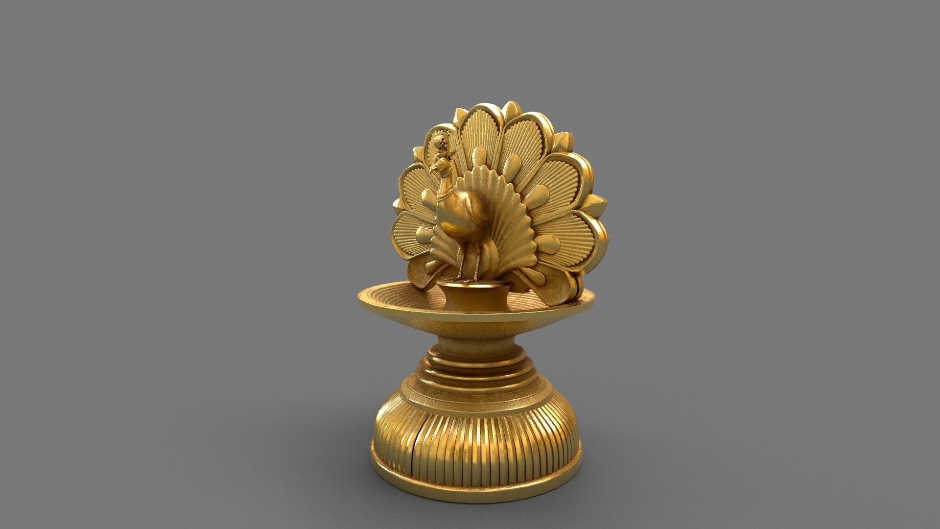 oil lamp peacock 3D model_5