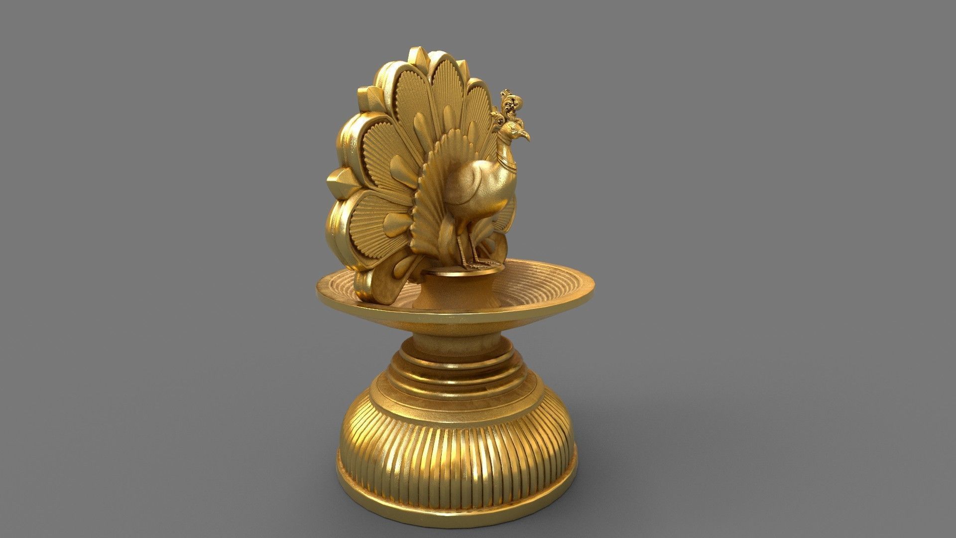 oil lamp peacock 3D model_8