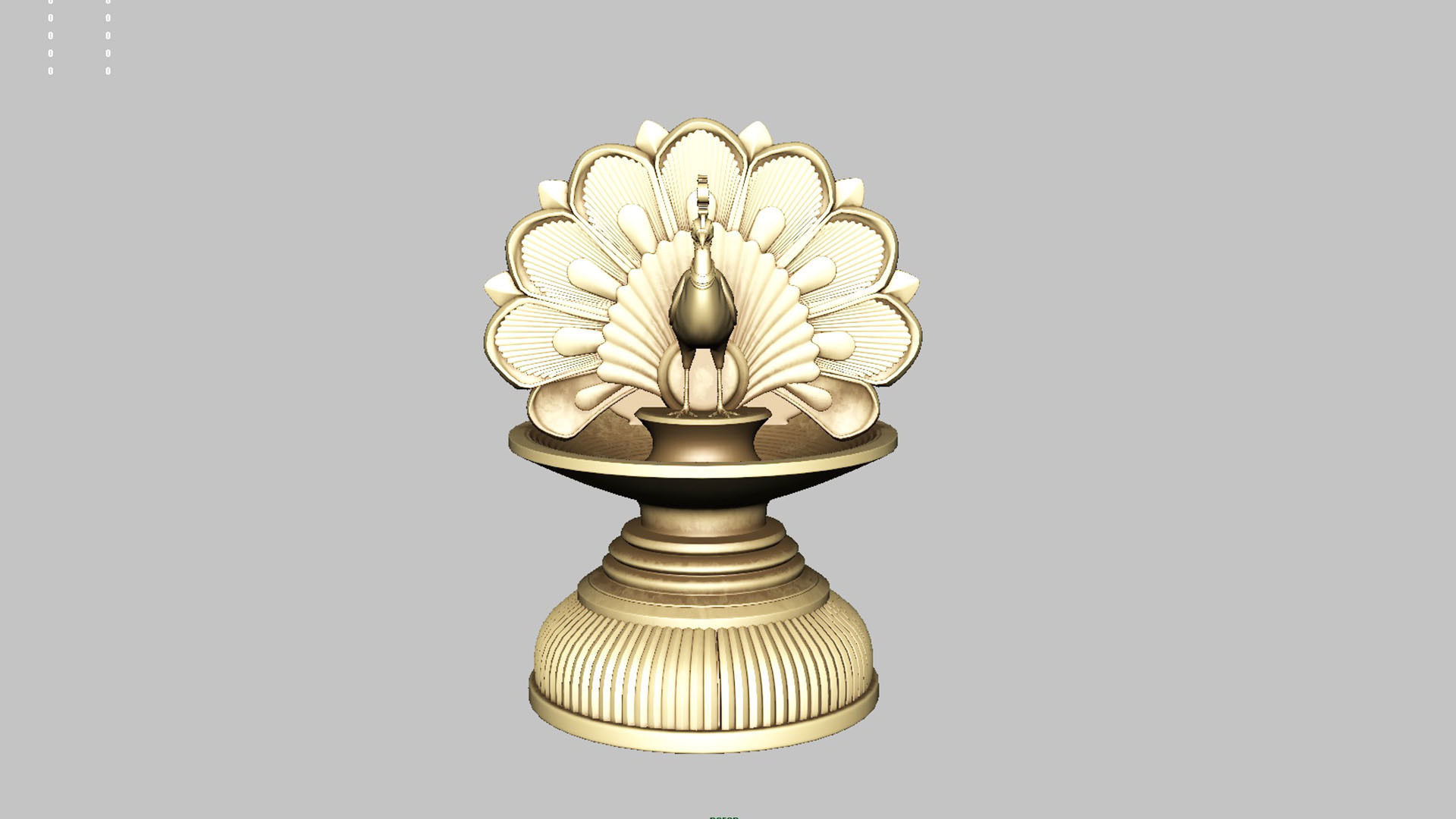 oil lamp peacock 3D model_2