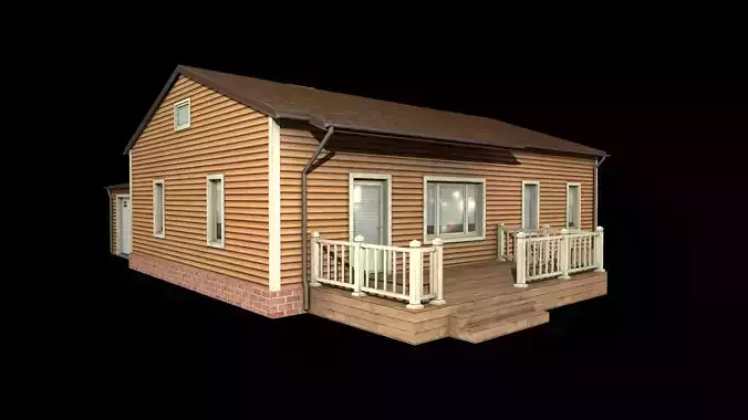 house with garage Low-poly 3D model