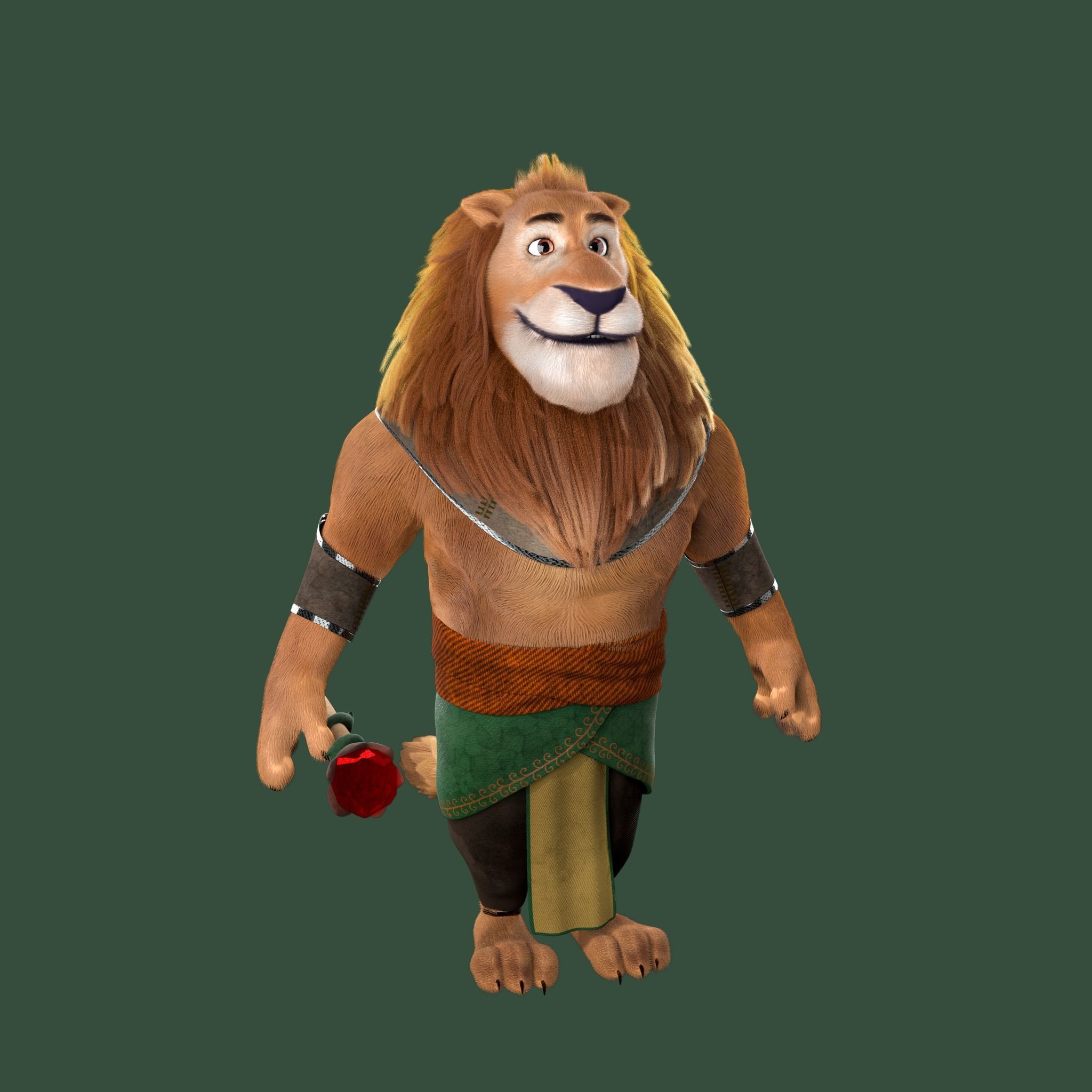 Cartoon Lion Rigged 3D model_6