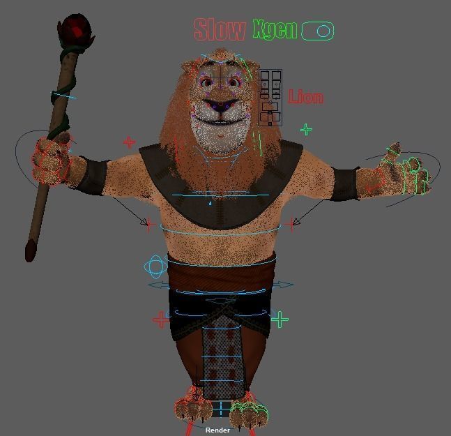 Cartoon Lion Rigged 3D model_33