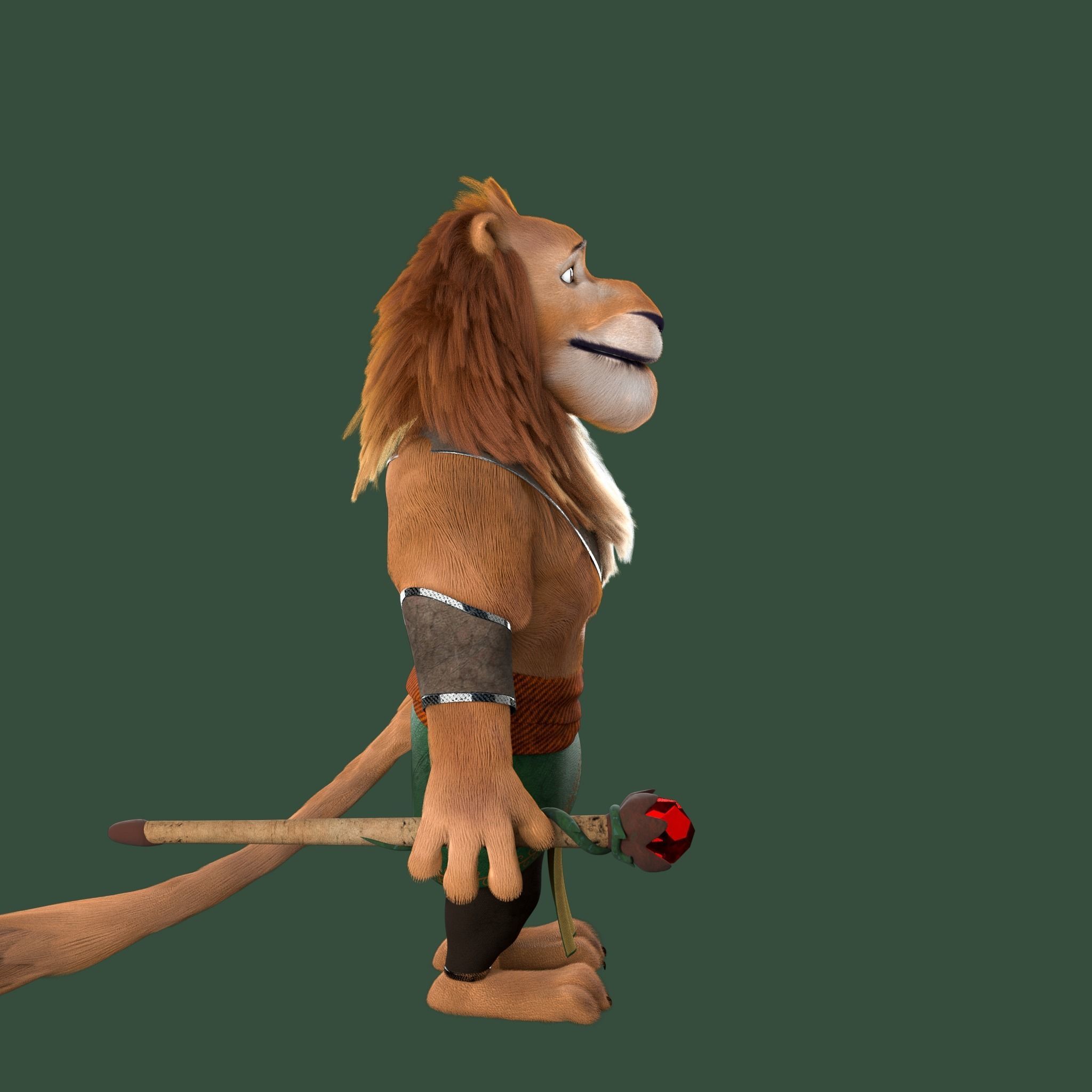 Cartoon Lion Rigged 3D model_8