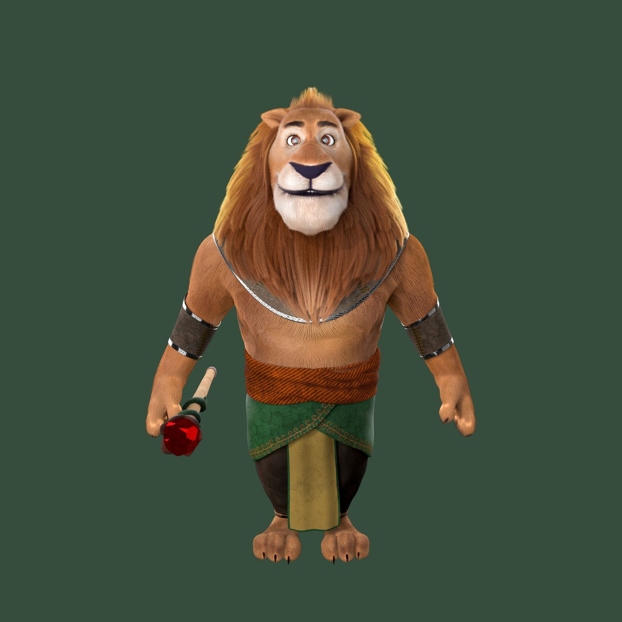Cartoon Lion Rigged 3D model_5