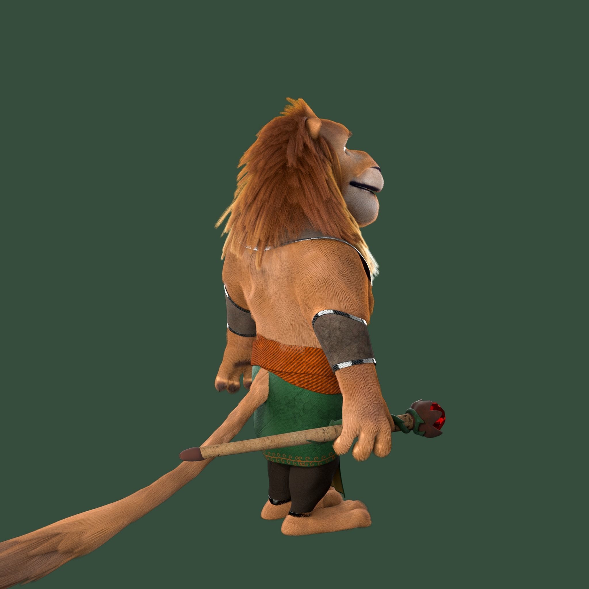 Cartoon Lion Rigged 3D model_9