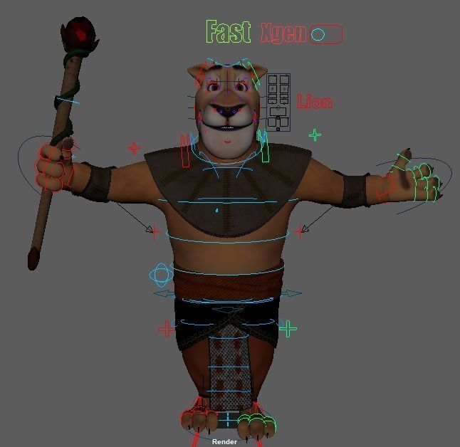 Cartoon Lion Rigged 3D model_32