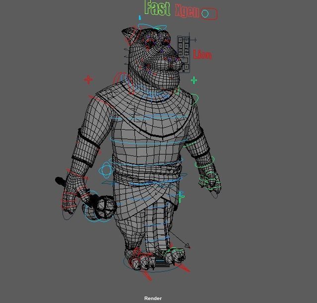 Cartoon Lion Rigged 3D model_28