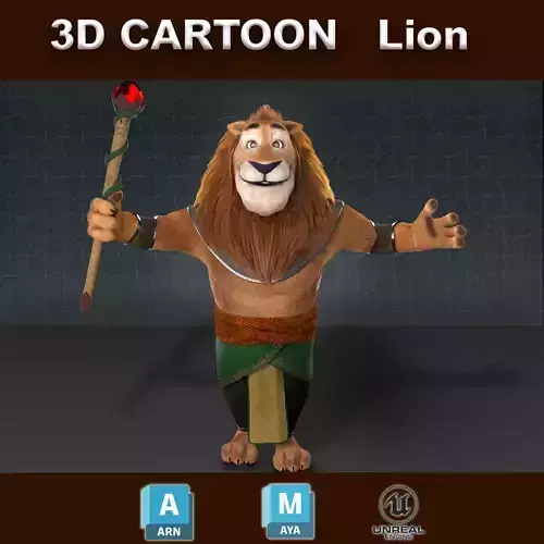 Cartoon Lion Rigged 3D model