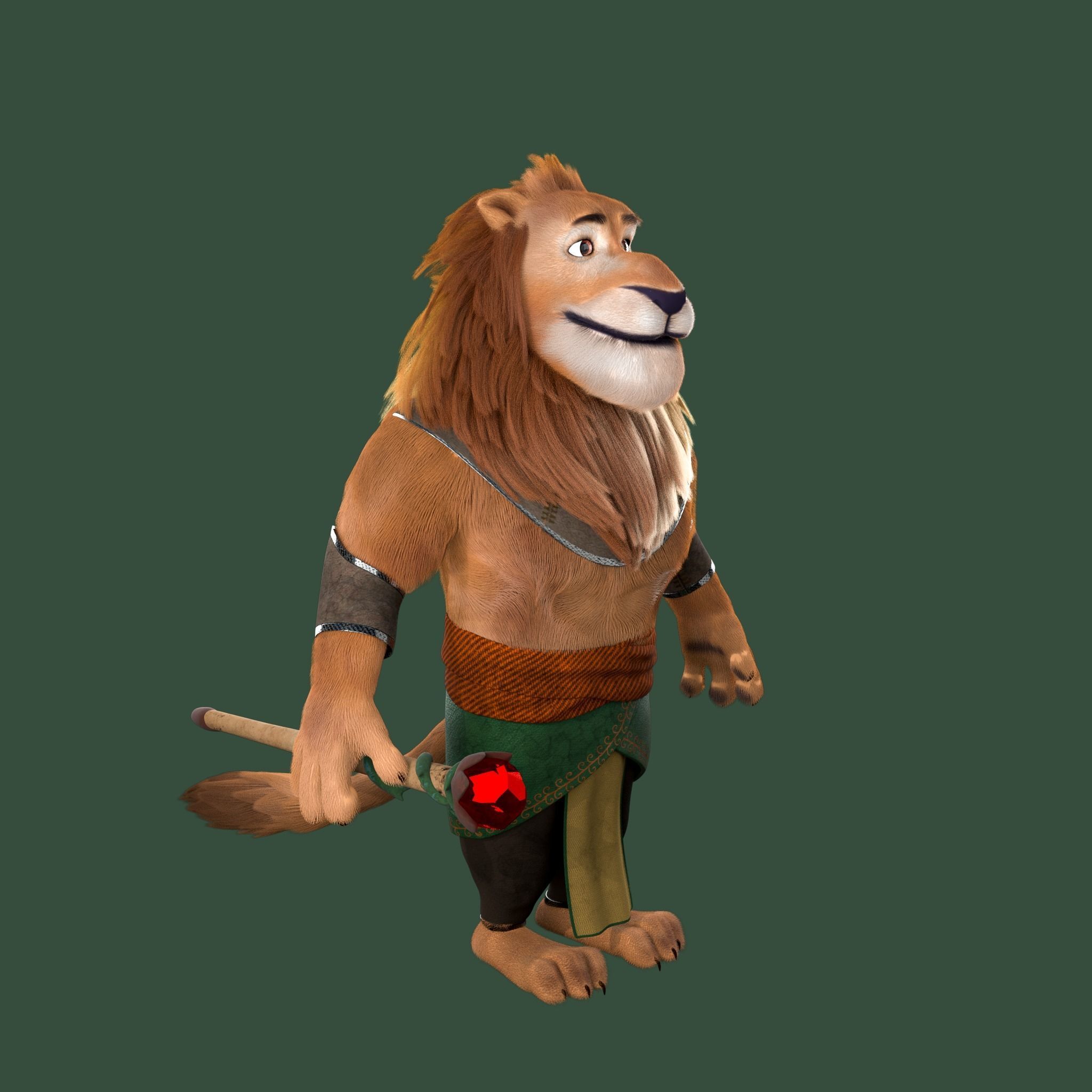 Cartoon Lion Rigged 3D model_7