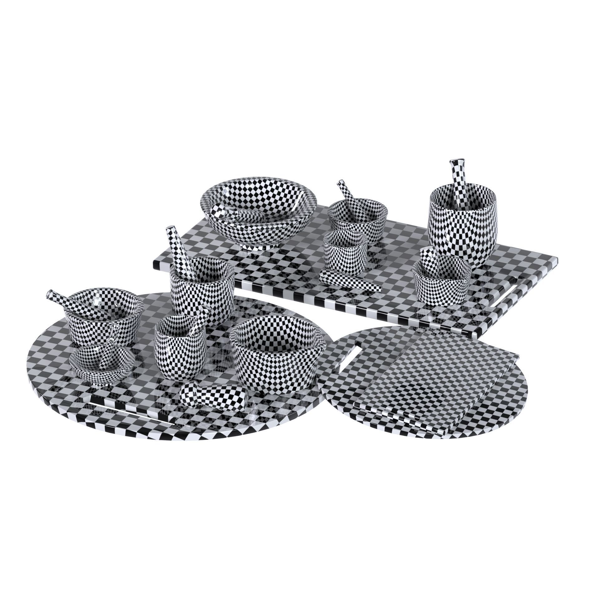 mortar and pestle and tray set 3Dmodel corona texture Low-poly 3D model_7