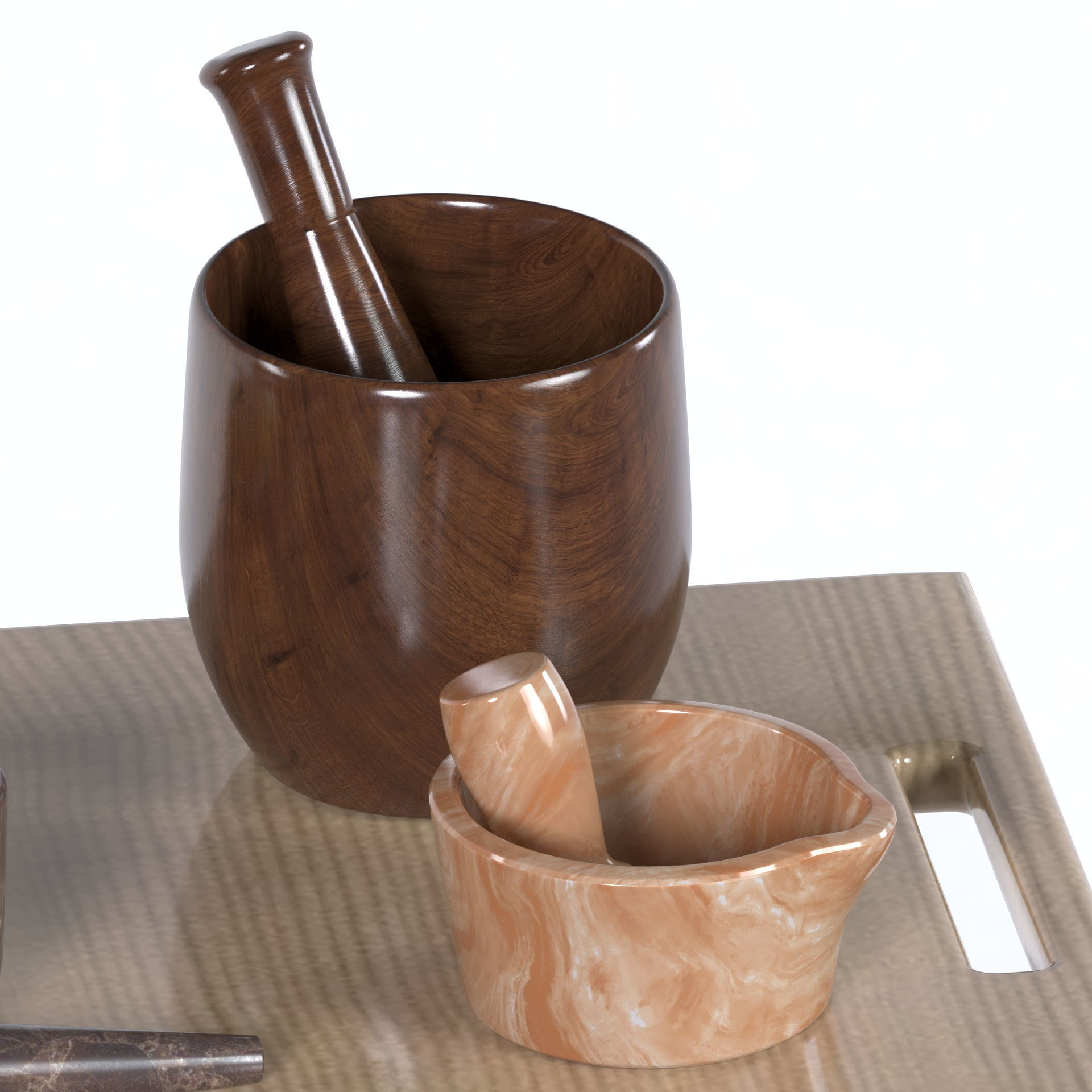 mortar and pestle and tray set 3Dmodel corona texture Low-poly 3D model_4