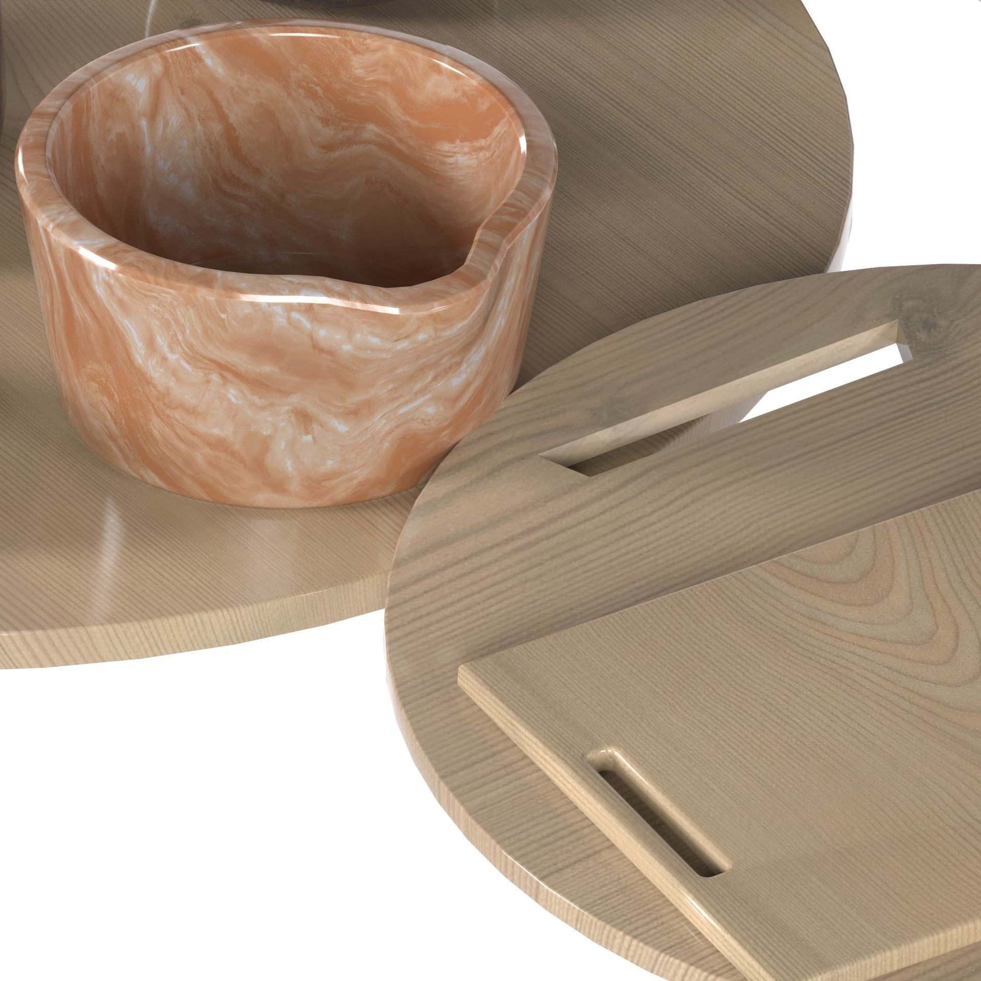 mortar and pestle and tray set 3Dmodel corona texture Low-poly 3D model_5