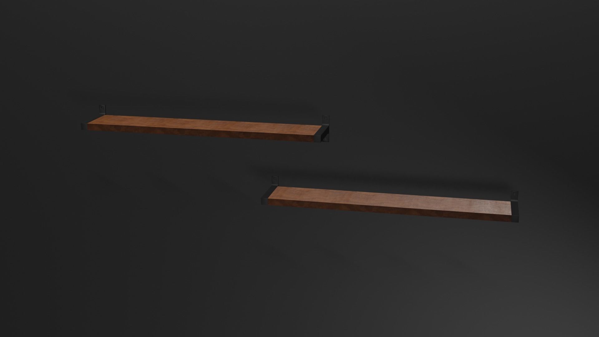 Shelves two wooden 3D model_2