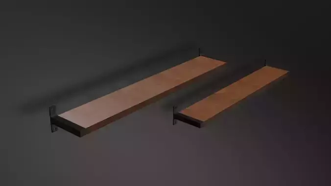Shelves two wooden 3D model