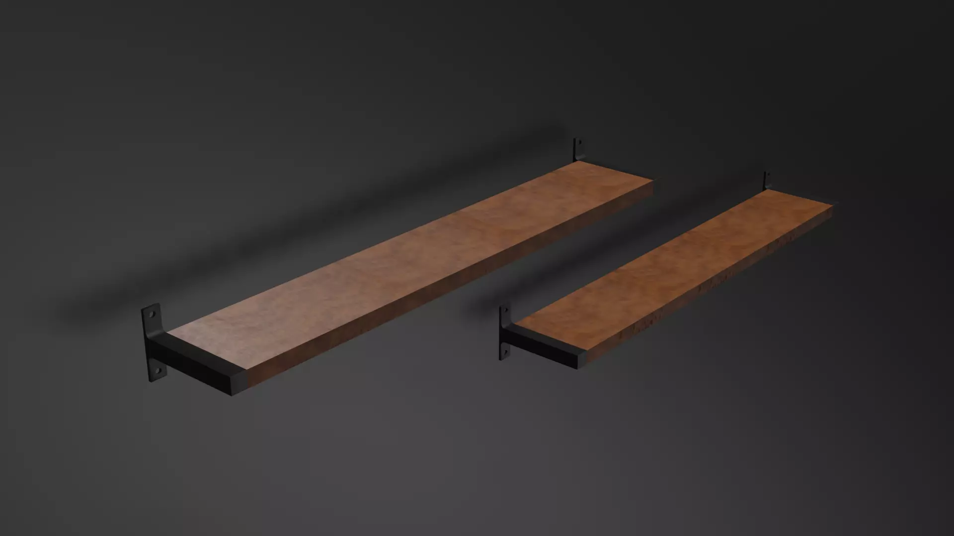 Shelves two wooden 3D model_0