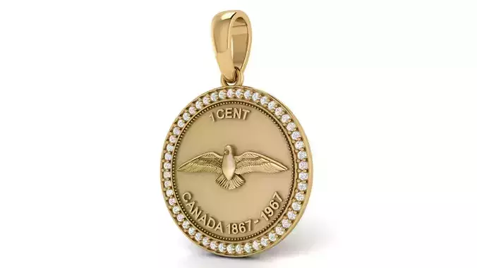 1 CENT CANADA COIN Diamond Pendant 3D print model