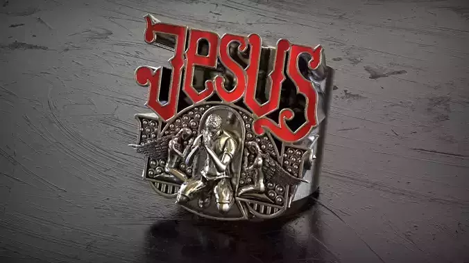 Jesus Praying Hands Signet Ring  3D print model