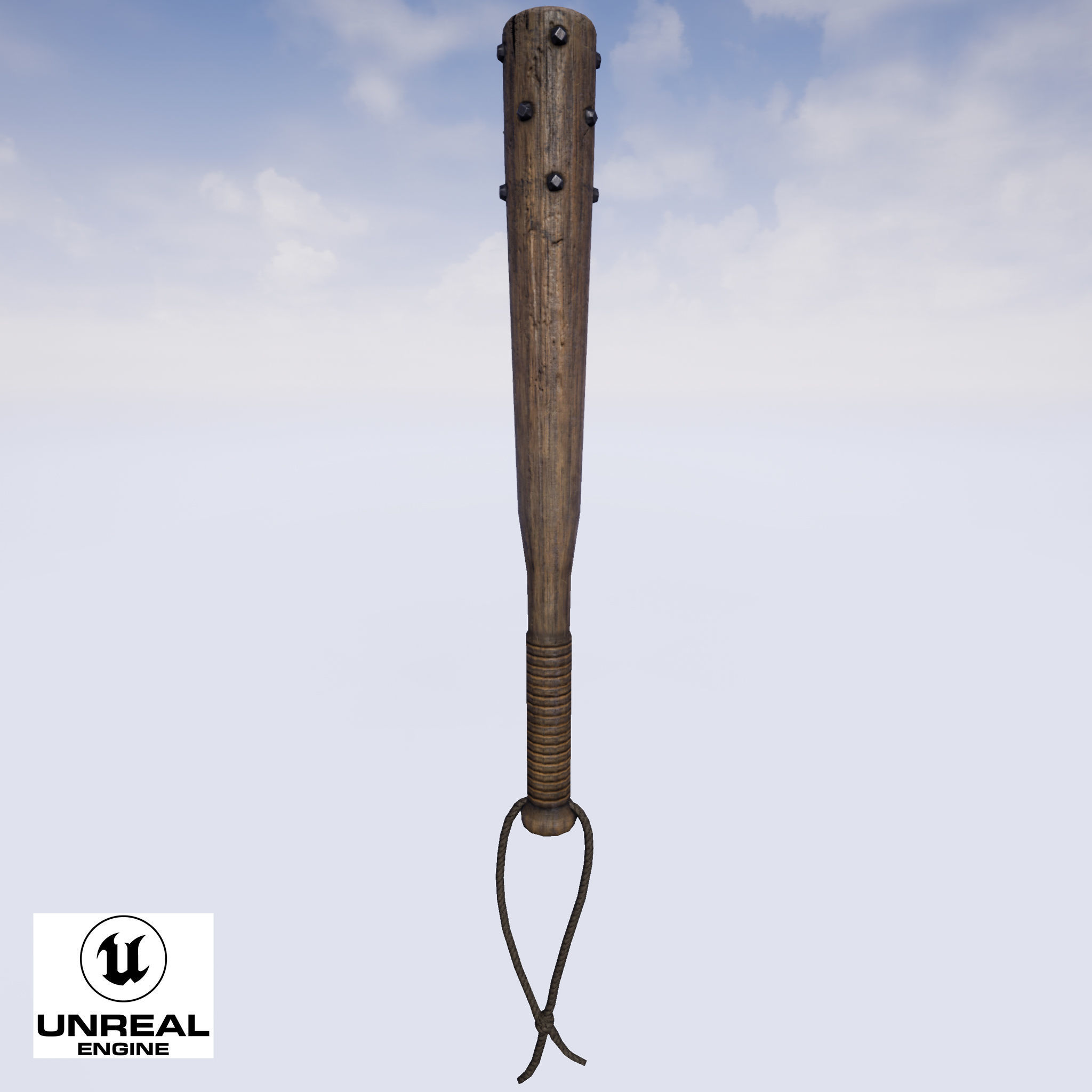Melee Trench Club Cored Low-poly 3D model_9